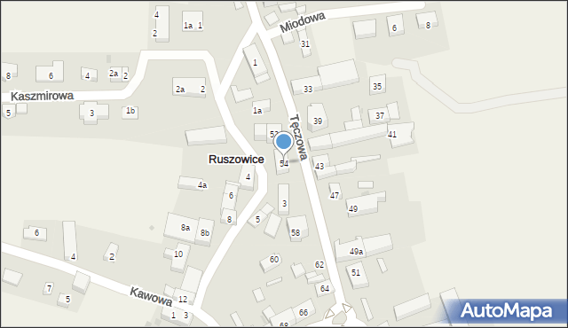 Ruszowice, Tęczowa, 54, mapa Ruszowice