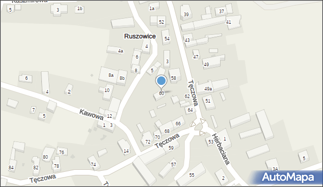 Ruszowice, Tęczowa, 60, mapa Ruszowice