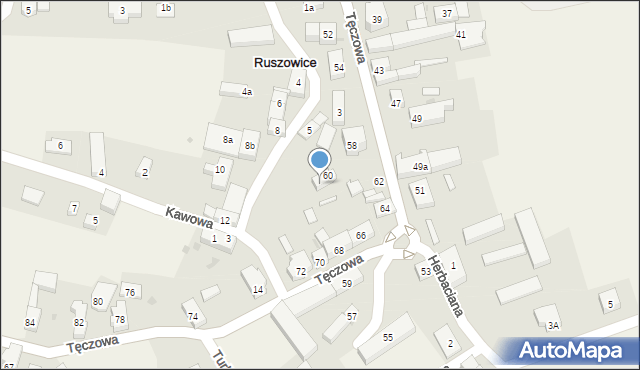 Ruszowice, Tęczowa, 60a, mapa Ruszowice
