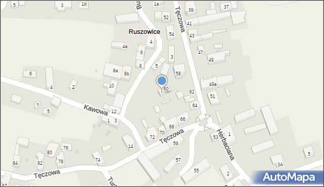 Ruszowice, Tęczowa, 60a, mapa Ruszowice