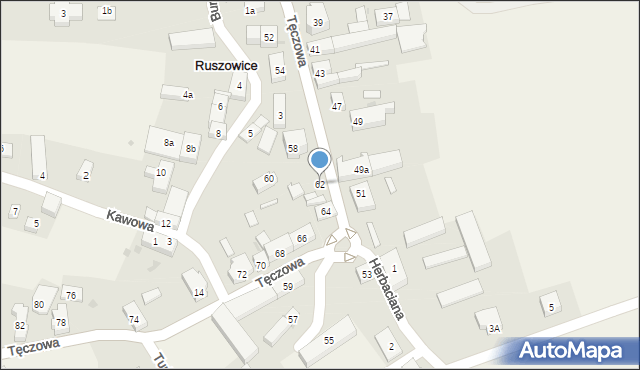 Ruszowice, Tęczowa, 62, mapa Ruszowice