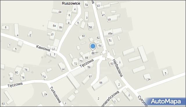 Ruszowice, Tęczowa, 66, mapa Ruszowice
