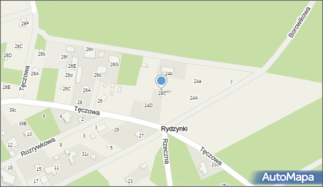 Rydzynki, Tęczowa, 24C, mapa Rydzynki