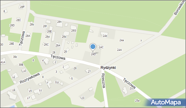 Rydzynki, Tęczowa, 24D, mapa Rydzynki