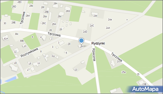 Rydzynki, Tęczowa, 27, mapa Rydzynki