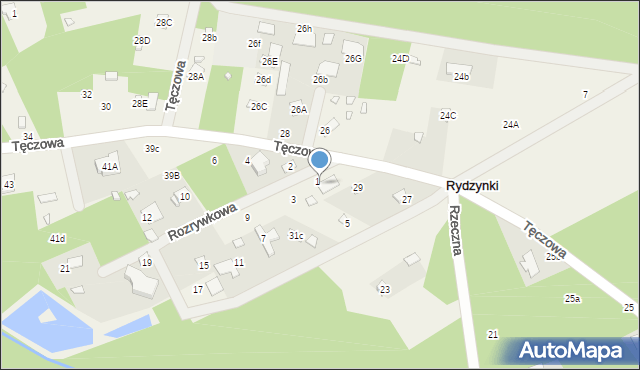 Rydzynki, Tęczowa, 31, mapa Rydzynki