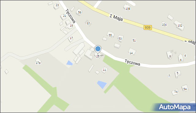 Strumień, Tęczowa, 15, mapa Strumień