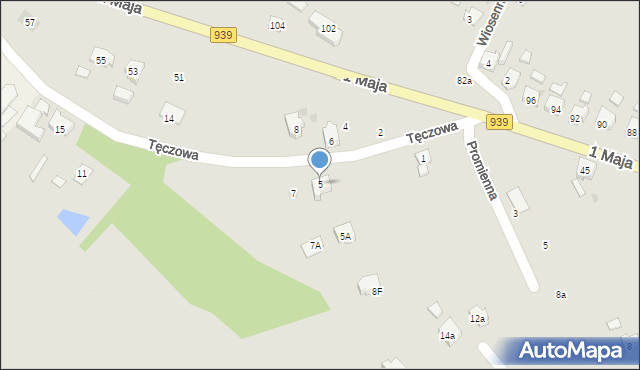 Strumień, Tęczowa, 5, mapa Strumień