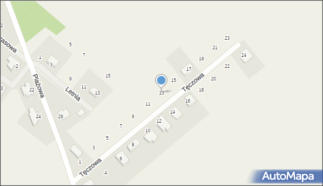 Strzelce Górne, Tęczowa, 13, mapa Strzelce Górne