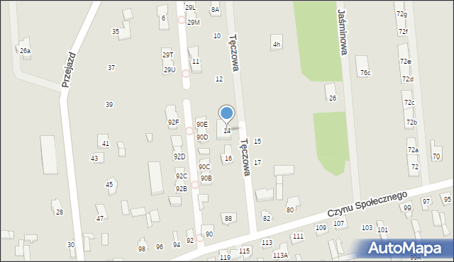 Sulejówek, Tęczowa, 14, mapa Sulejówek