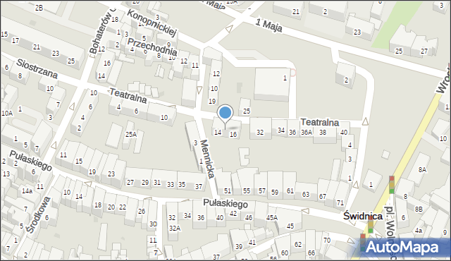 Świdnica, Teatralna, 14/16, mapa Świdnicy