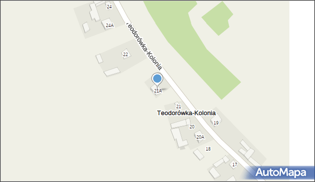 Teodorówka-Kolonia, Teodorówka-Kolonia, 21A, mapa Teodorówka-Kolonia