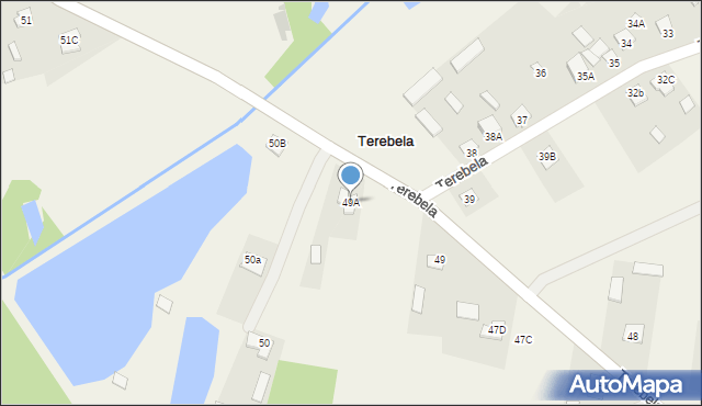 Terebela, Terebela, 49A, mapa Terebela