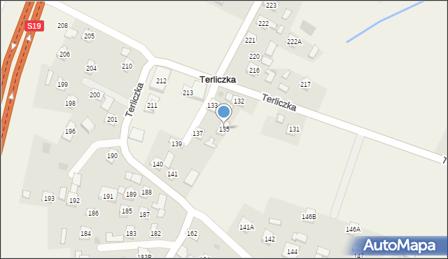 Terliczka, Terliczka, 135, mapa Terliczka