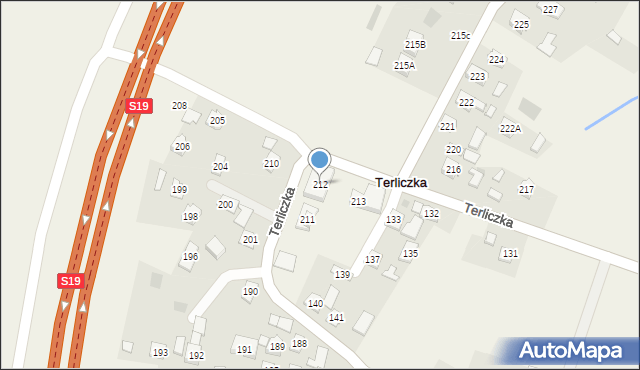 Terliczka, Terliczka, 212, mapa Terliczka