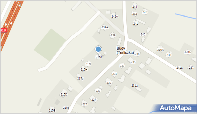 Terliczka, Terliczka, 215J, mapa Terliczka