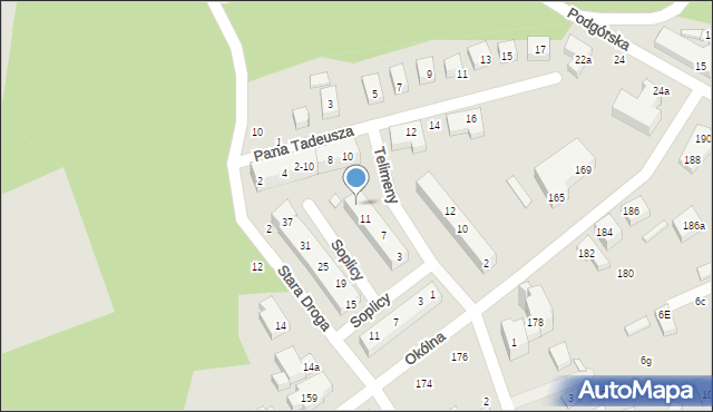 Toruń, Telimeny, 13, mapa Torunia