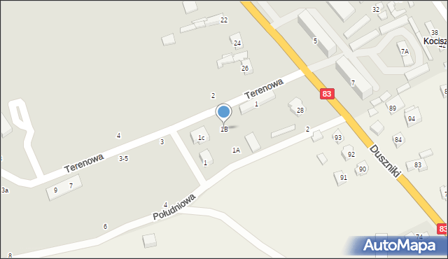 Warta, Terenowa, 1B, mapa Warta