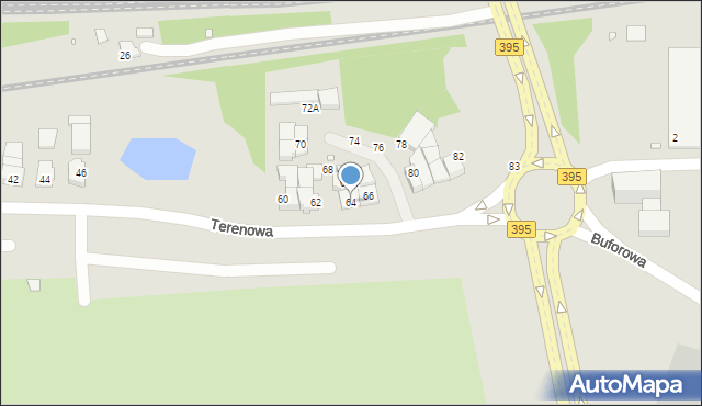 Wrocław, Terenowa, 64, mapa Wrocławia