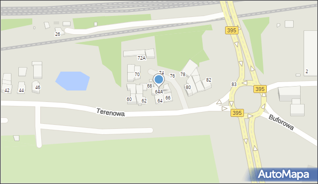 Wrocław, Terenowa, 64A, mapa Wrocławia