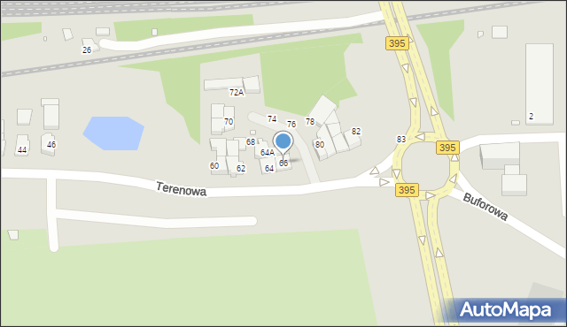 Wrocław, Terenowa, 66, mapa Wrocławia