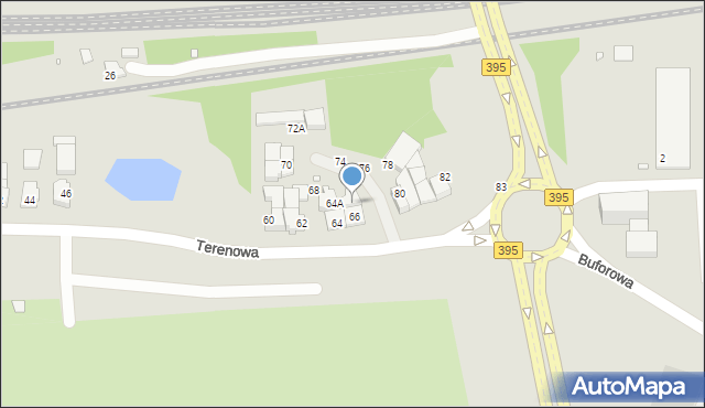 Wrocław, Terenowa, 66A, mapa Wrocławia