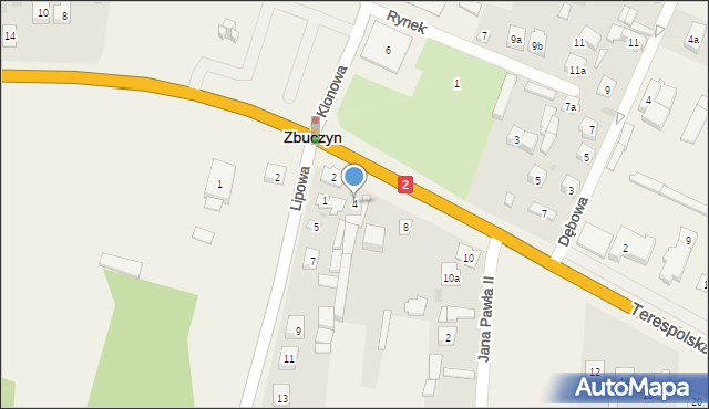 Zbuczyn, Terespolska, 4, mapa Zbuczyn