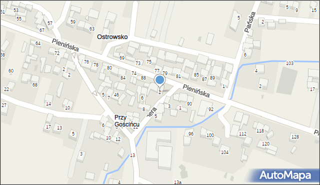 Ostrowsko, Tischnera Józefa, ks. prof., 2, mapa Ostrowsko