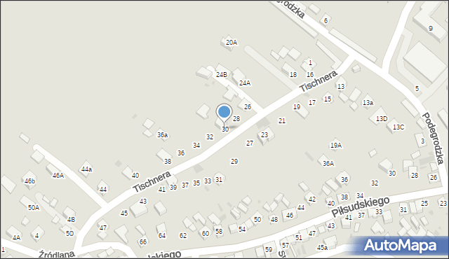 Stary Sącz, Tischnera Józefa, ks. prof., 30, mapa Stary Sącz