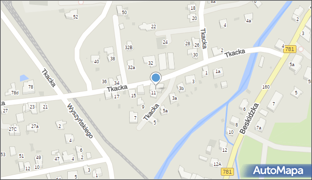 Andrychów, Tkacka, 13, mapa Andrychów