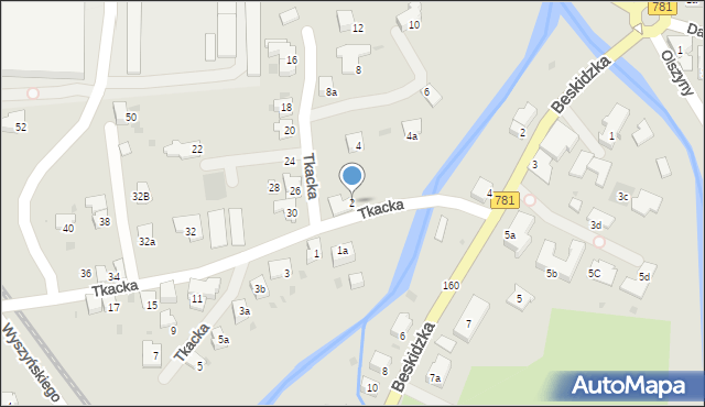 Andrychów, Tkacka, 2, mapa Andrychów