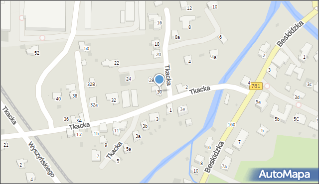 Andrychów, Tkacka, 30, mapa Andrychów