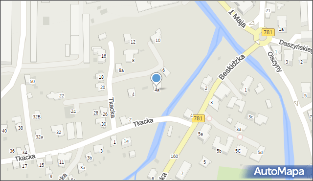 Andrychów, Tkacka, 4a, mapa Andrychów