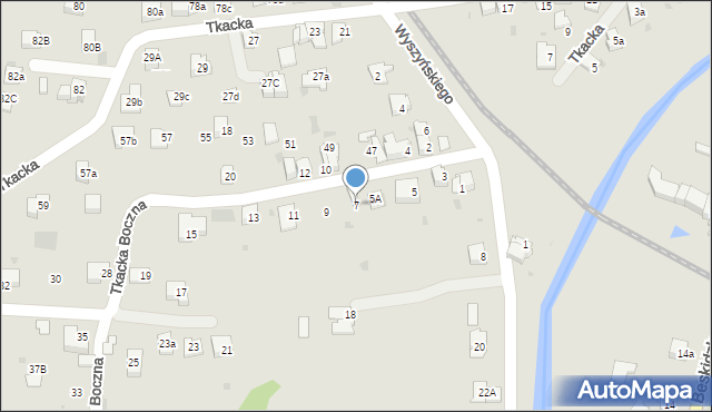 Andrychów, Tkacka Boczna, 7, mapa Andrychów