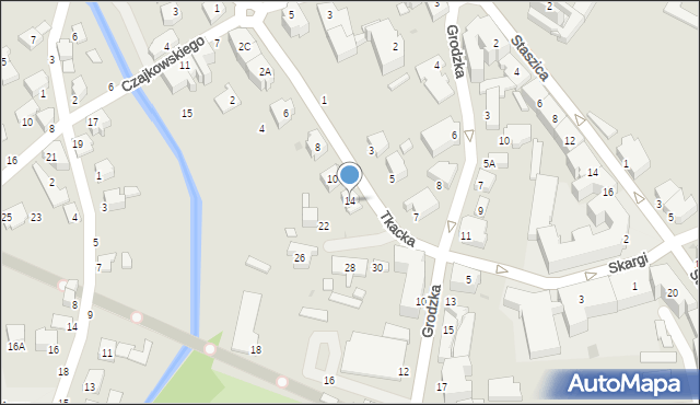 Krosno, Tkacka, 14, mapa Krosna