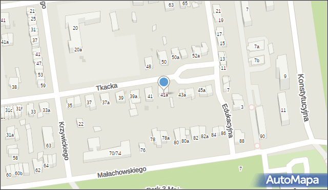 Łódź, Tkacka, 41a, mapa Łodzi