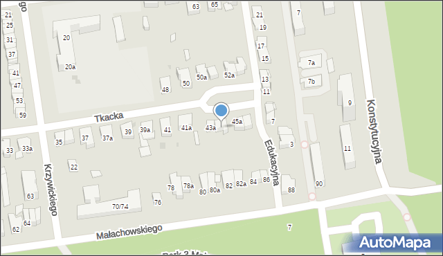 Łódź, Tkacka, 43b, mapa Łodzi