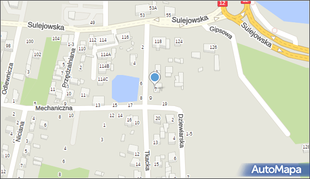 Piotrków Trybunalski, Tkacka, 7, mapa Piotrków Trybunalski