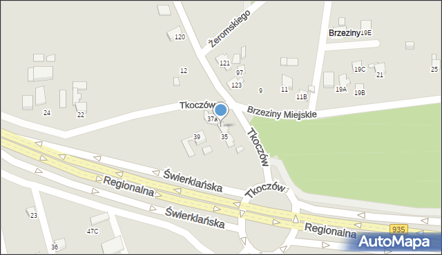 Rybnik, Tkoczów, 37, mapa Rybnika