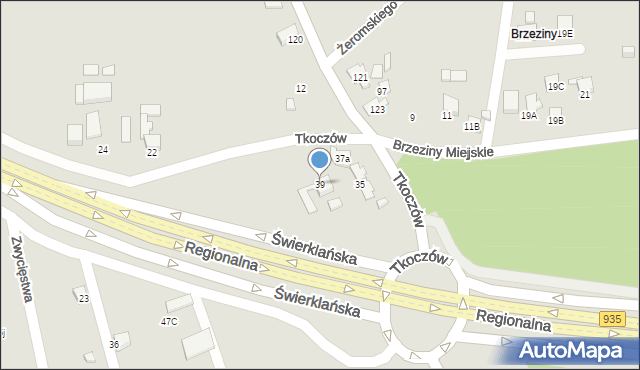 Rybnik, Tkoczów, 39, mapa Rybnika