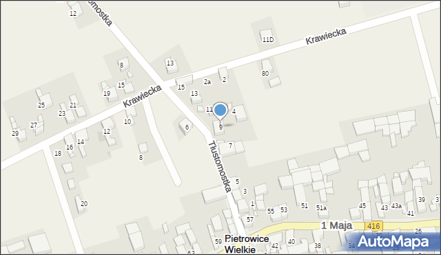 Pietrowice Wielkie, Tłustomostka, 9, mapa Pietrowice Wielkie