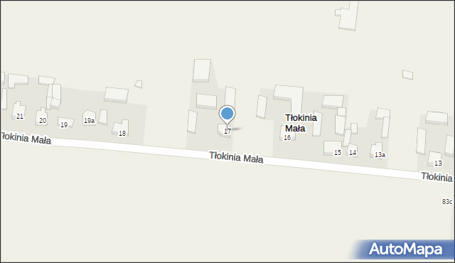 Tłokinia Mała, Tłokinia Mała, 17, mapa Tłokinia Mała