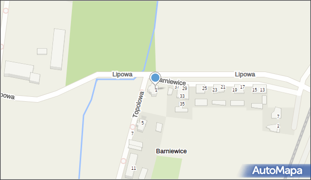 Barniewice, Topolowa, 1, mapa Barniewice