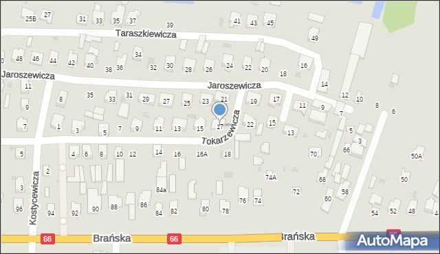 Bielsk Podlaski, Tokarzewicza Józefa, 17, mapa Bielsk Podlaski