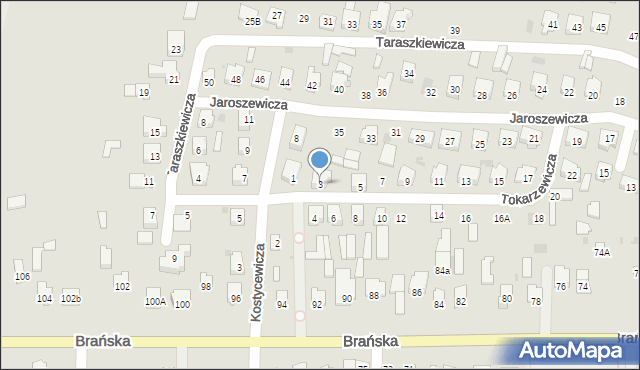 Bielsk Podlaski, Tokarzewicza Józefa, 3, mapa Bielsk Podlaski