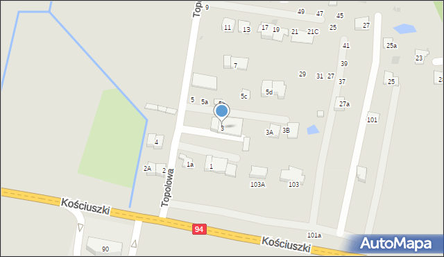 Brzesko, Topolowa, 3, mapa Brzesko