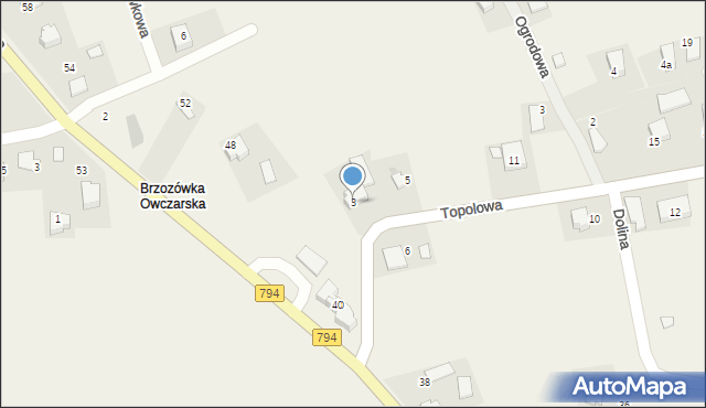 Brzozówka, Topolowa, 3, mapa Brzozówka