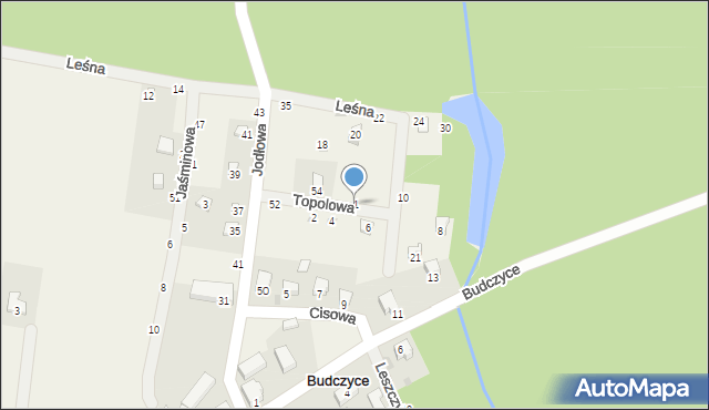 Budczyce, Topolowa, 1, mapa Budczyce