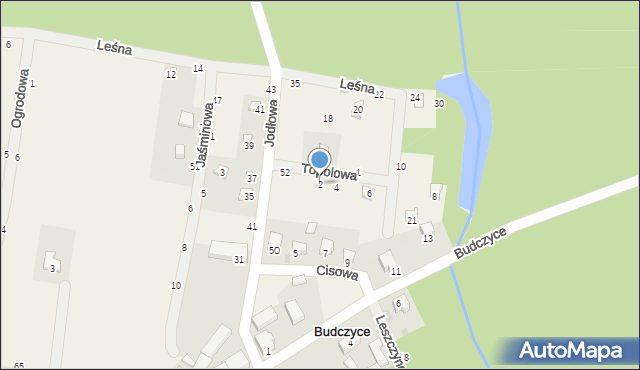 Budczyce, Topolowa, 2, mapa Budczyce