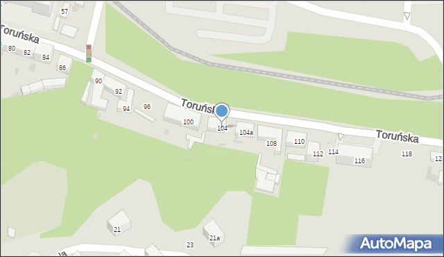 Bydgoszcz, Toruńska, 104, mapa Bydgoszczy